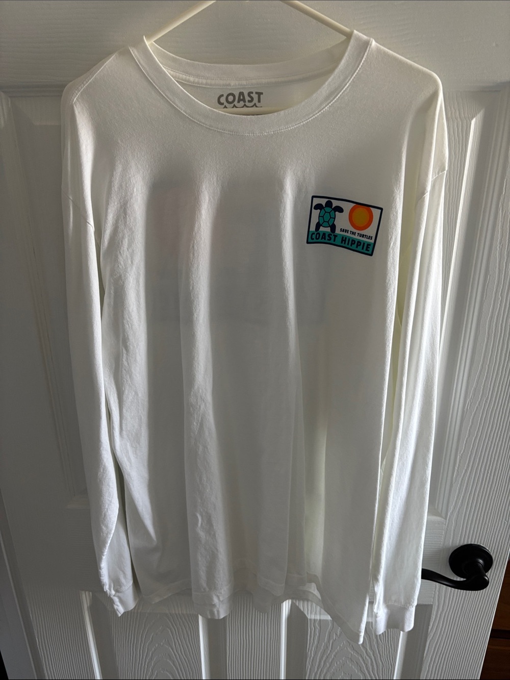 Coast Hippie White Long Sleeve Tee with Turtle & Sun Graphic